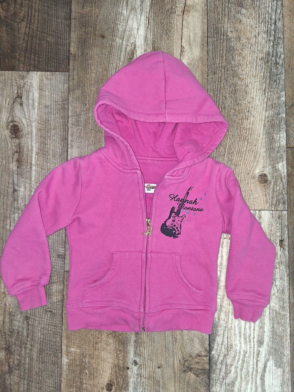Vintage Disney Hannah Montana Girls Pink Full-Zip Hoodie, Size 4